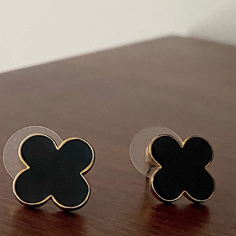 Fornash black and gold earrings for pierced ears